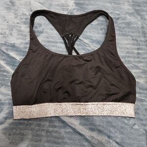Victoria Sport Black Sports Bra With Silver Band!
